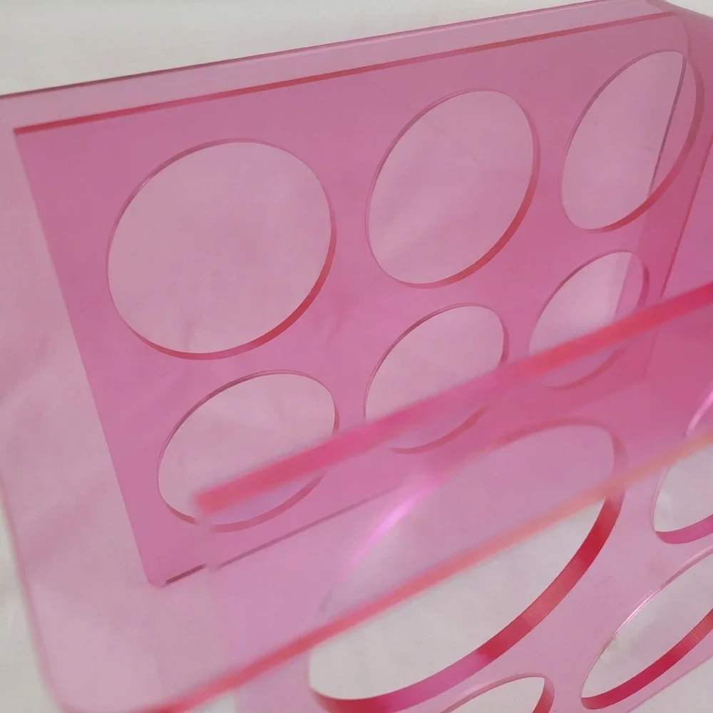 Prodyne Illusions Pink Acrylic 6 Bottle Wine Rack Modern Countertop Storage